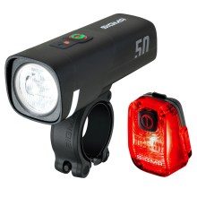 Sigma Aura 50 Frontlicht + HIRO 10 Rücklicht Akku-Beleuchtungsset Sigma Aura 50 Frontlicht + HIRO 10 Rücklicht Akku-Beleuchtungsset