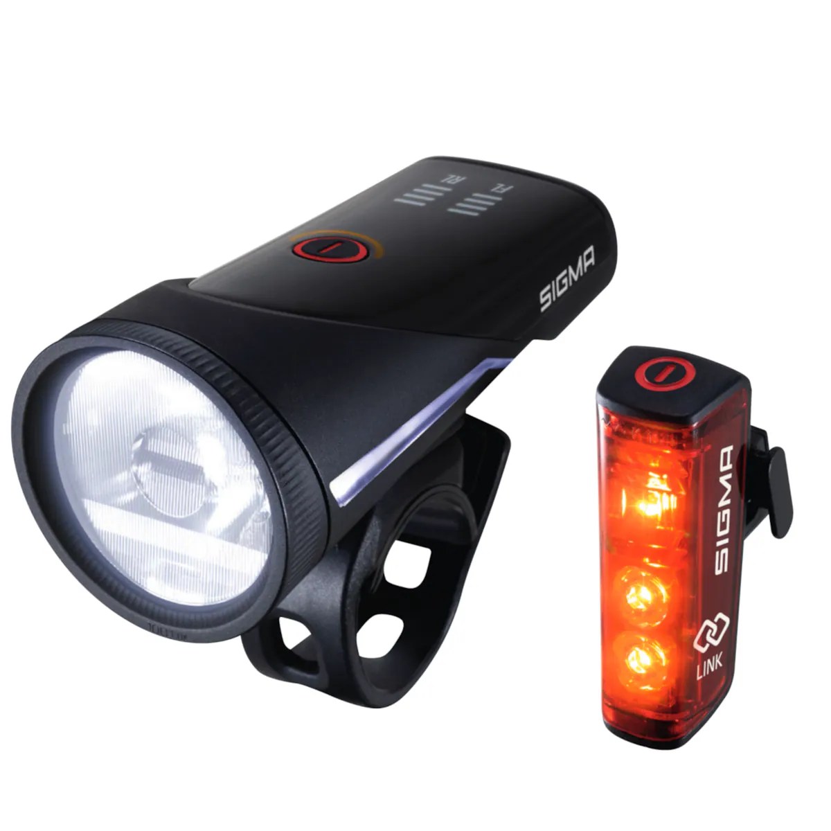 Sigma AURA 100 LINK LED-Frontleuchte / BLAZE LINK Rücklicht mit Bremslicht-Funktion USB Akku-Beleuchtungsset Sigma AURA 100 LINK LED-Frontleuchte / BLAZE LINK Rücklicht mit Bremslicht-Funktion USB Akku-Beleuchtungsset
