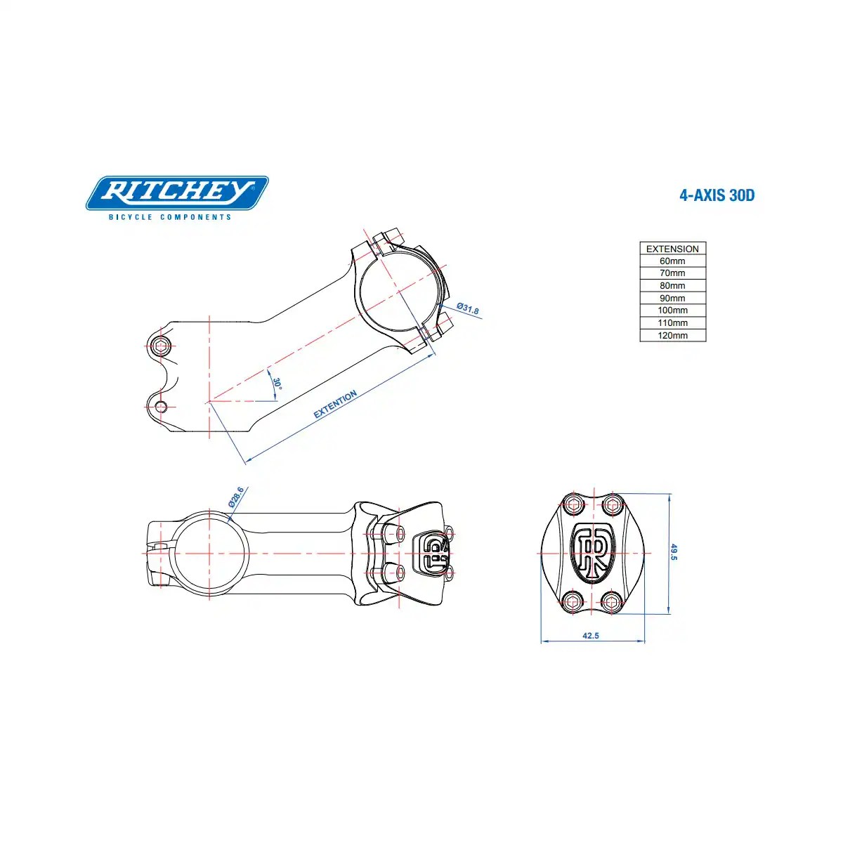 Ritchey Comp 4-Axis Alu 30° Vorbau – Bild 4