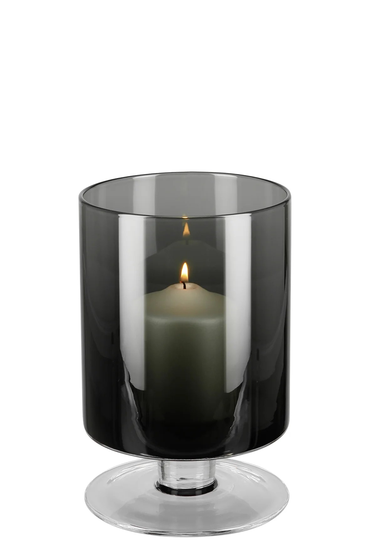 VIANA Vase Windlicht Glas grau Höhe 23 cm VIANA Vase Windlicht Glas grau Höhe 23 cm