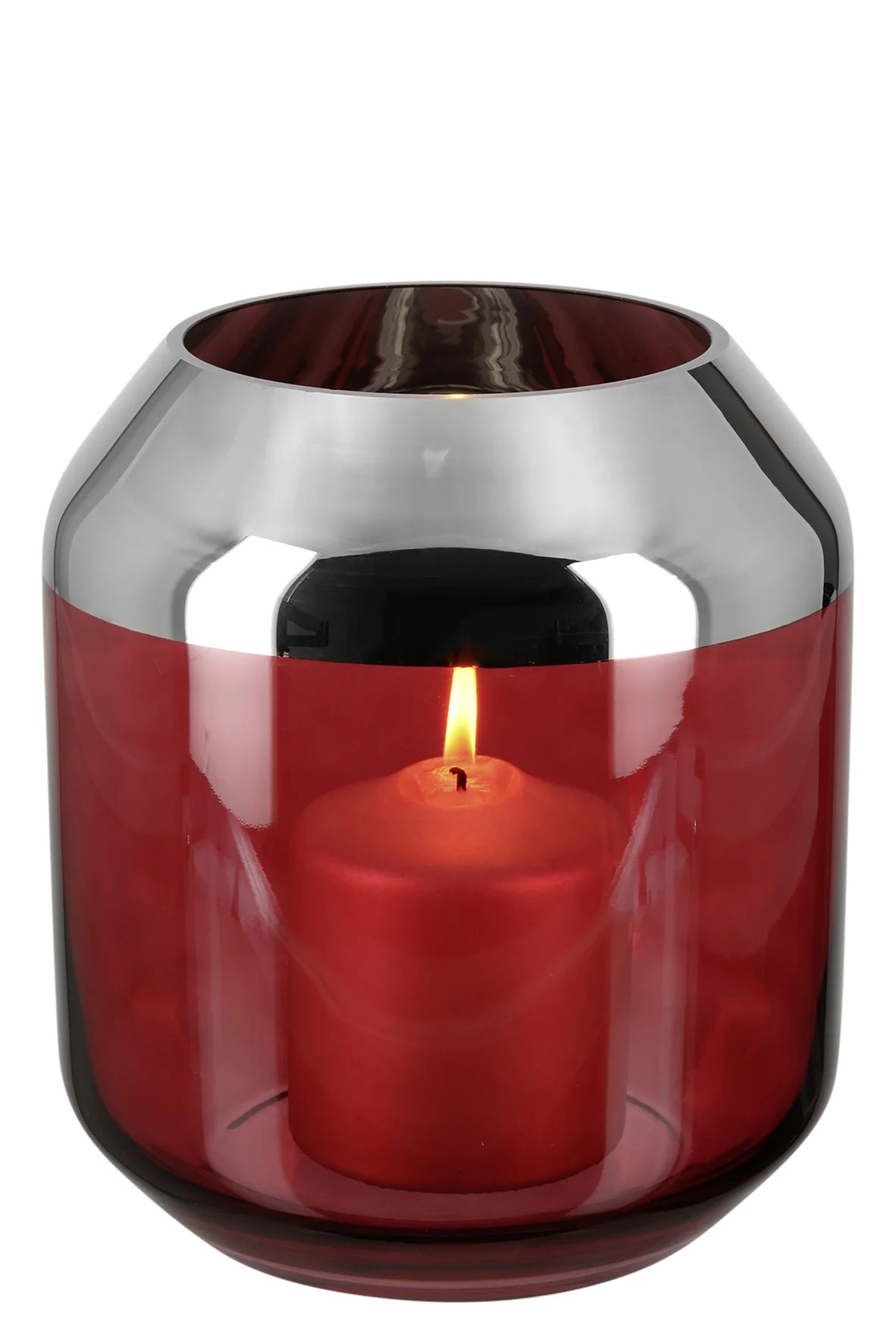 Teelichthalter Glas Windlicht Fink Smilla rot silber Glas Kerzenhalter Teelichthalter Glas Windlicht Fink Smilla rot silber Glas Kerzenhalter