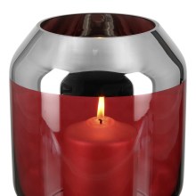Teelichthalter Glas Windlicht Fink Smilla  rot silber Glas Kerzenhalter Teelichthalter Glas Windlicht Fink Smilla  rot silber Glas Kerzenhalter