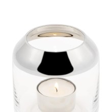 Teelichthalter Glas silber Windlicht Teelicht Vase SMILLA von Fink Höhe 9cm Teelichthalter Glas silber Windlicht Teelicht Vase SMILLA von Fink Höhe 9cm