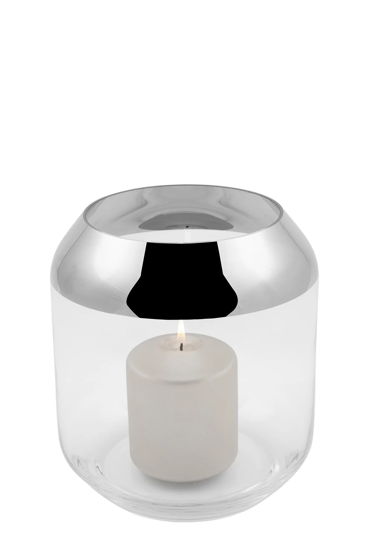 Teelichthalter Glas silber Windlicht Teelicht Vase SMILLA von Fink Höhe 20,6cm Teelichthalter Glas silber Windlicht Teelicht Vase SMILLA von Fink Höhe 20,6cm