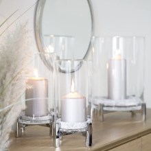 Fink YONO Windlicht Deko Glas Metall silberfarben Fink YONO Windlicht Deko Glas Metall silberfarben