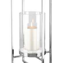 Teelichthalter Windlicht Glas Silber Outdoorgeeignet Edelstahl NORMAN 49 cm Höhe Teelichthalter Windlicht Glas Silber Outdoorgeeignet Edelstahl NORMAN 49 cm Höhe