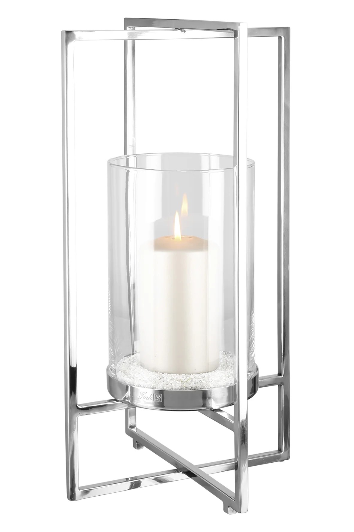 Teelichthalter Windlicht Glas Silber Outdoorgeeignet Edelstahl NORMAN 49 cm Höhe Teelichthalter Windlicht Glas Silber Outdoorgeeignet Edelstahl NORMAN 49 cm Höhe