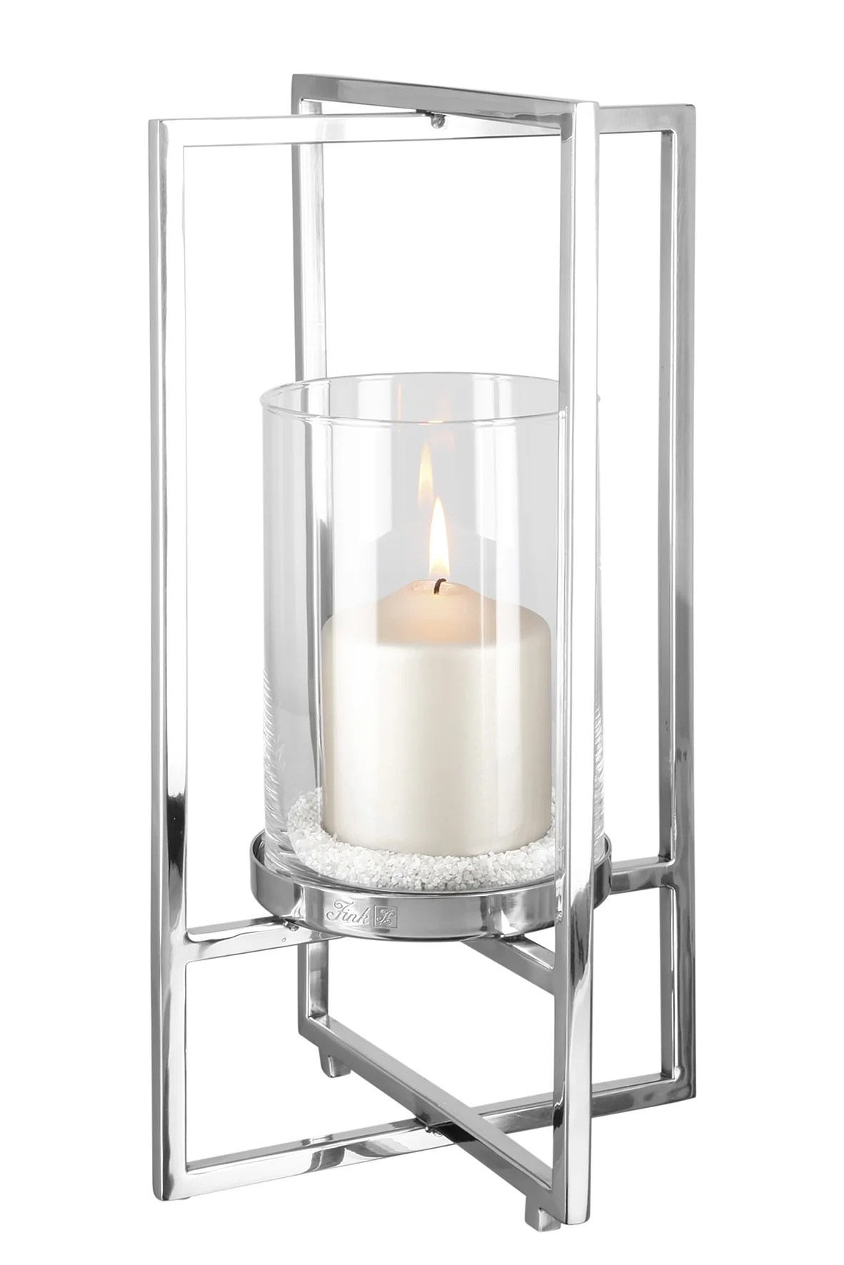 Teelichthalter Windlicht Glas Silber Outdoorgeeignet Edelstahl NORMAN 40 cm Höhe Teelichthalter Windlicht Glas Silber Outdoorgeeignet Edelstahl NORMAN 40 cm Höhe