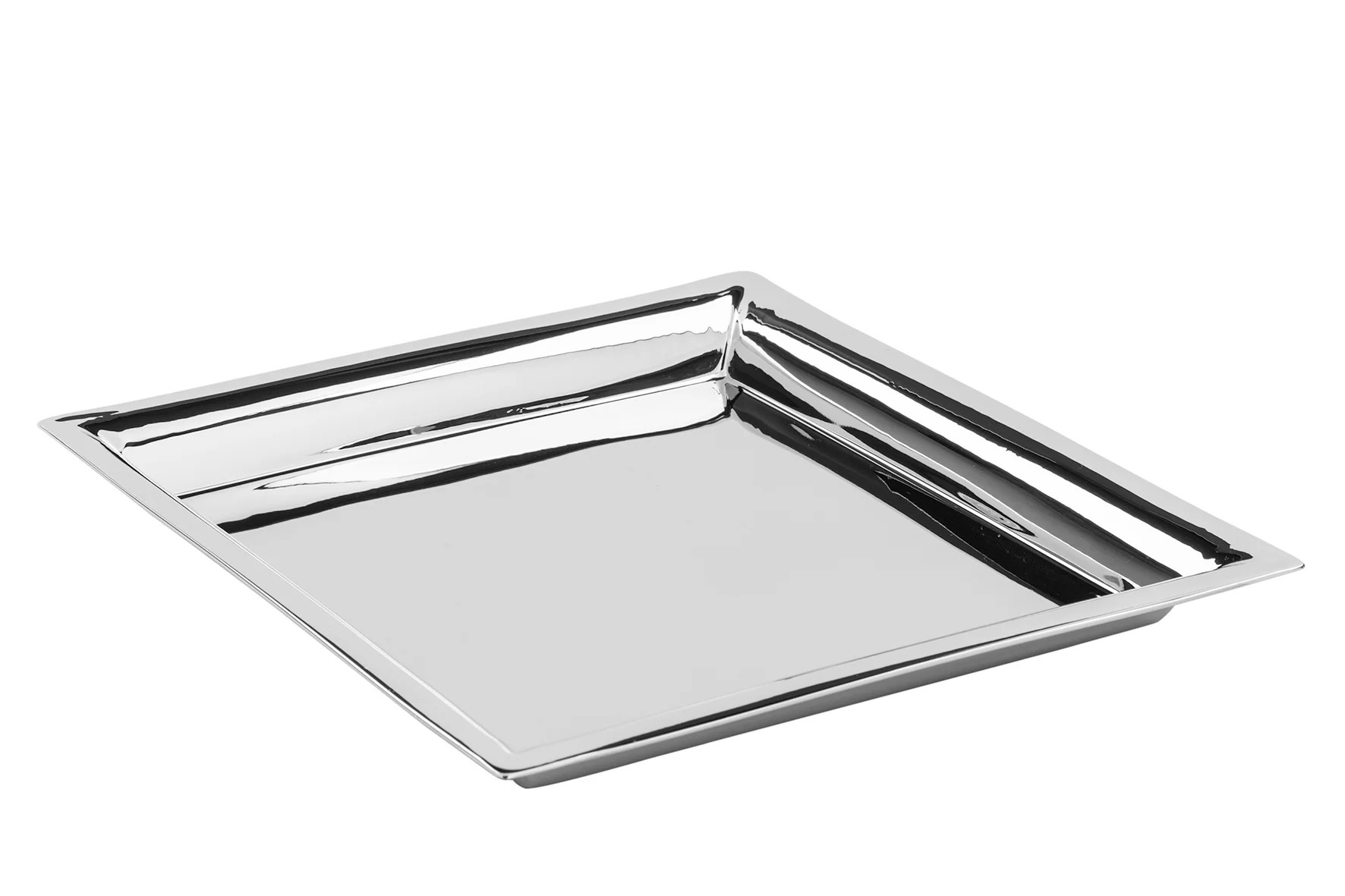 Serviertablett Tablett Quadratisch Edelstahl Deko silberfarben NAGANO Fink  24cm Serviertablett Tablett Quadratisch Edelstahl Deko silberfarben NAGANO Fink  24cm