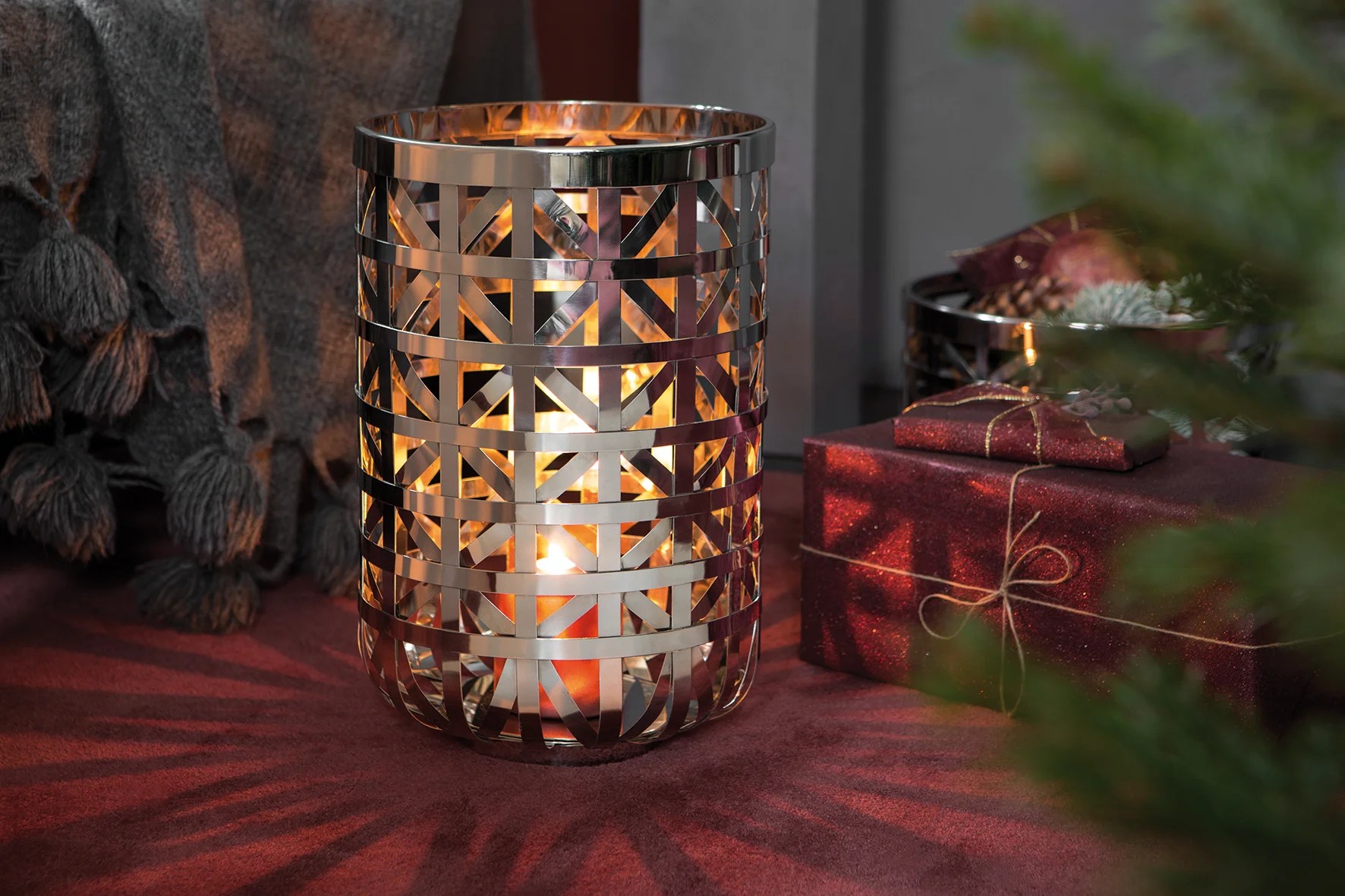 Fink Joris Windlicht Deko Glas Metall  silberfarben Fink Joris Windlicht Deko Glas Metall  silberfarben