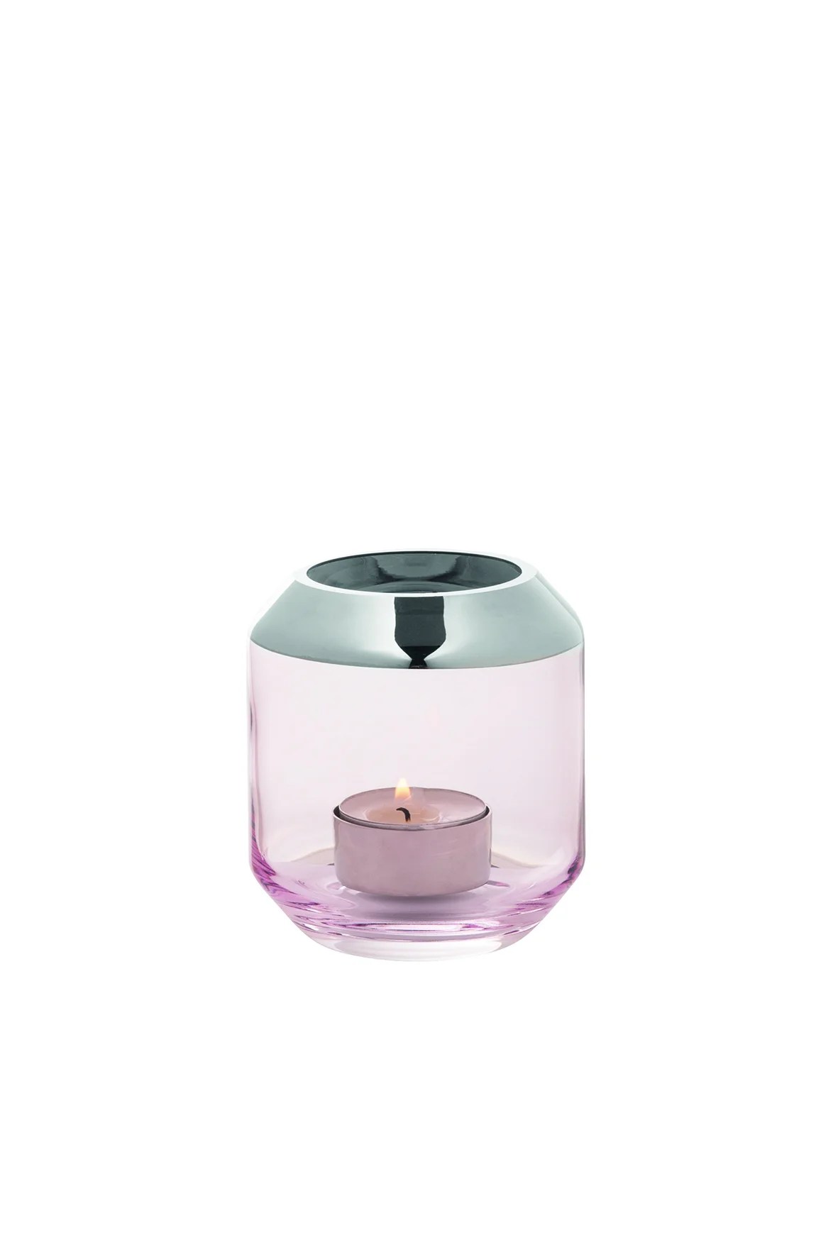 Teelichthalter SMILLA aus Glas hellrose Höhe 9 cm Teelichthalter SMILLA aus Glas hellrose Höhe 9 cm