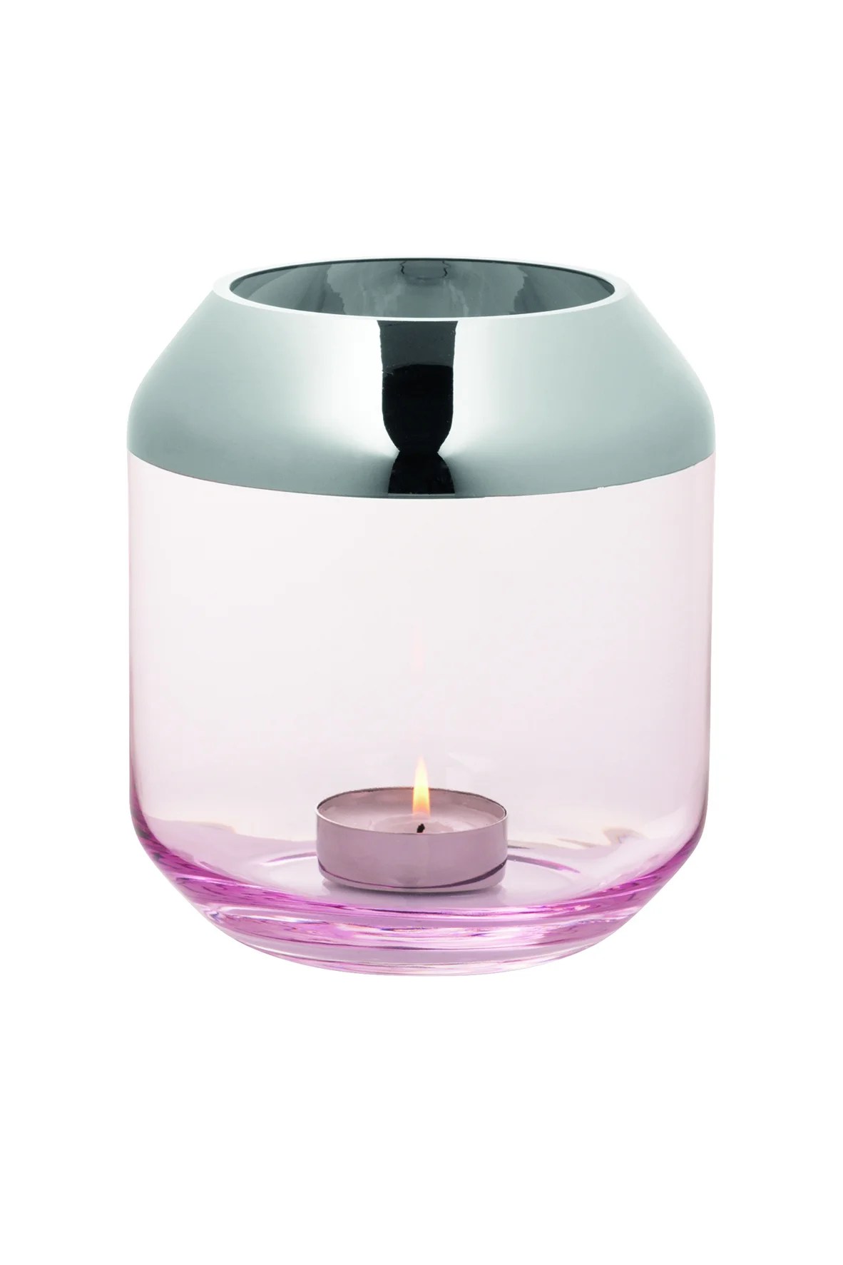 Teelichthalter SMILLA aus Glas hellrose Höhe 20 cm Teelichthalter SMILLA aus Glas hellrose Höhe 20 cm