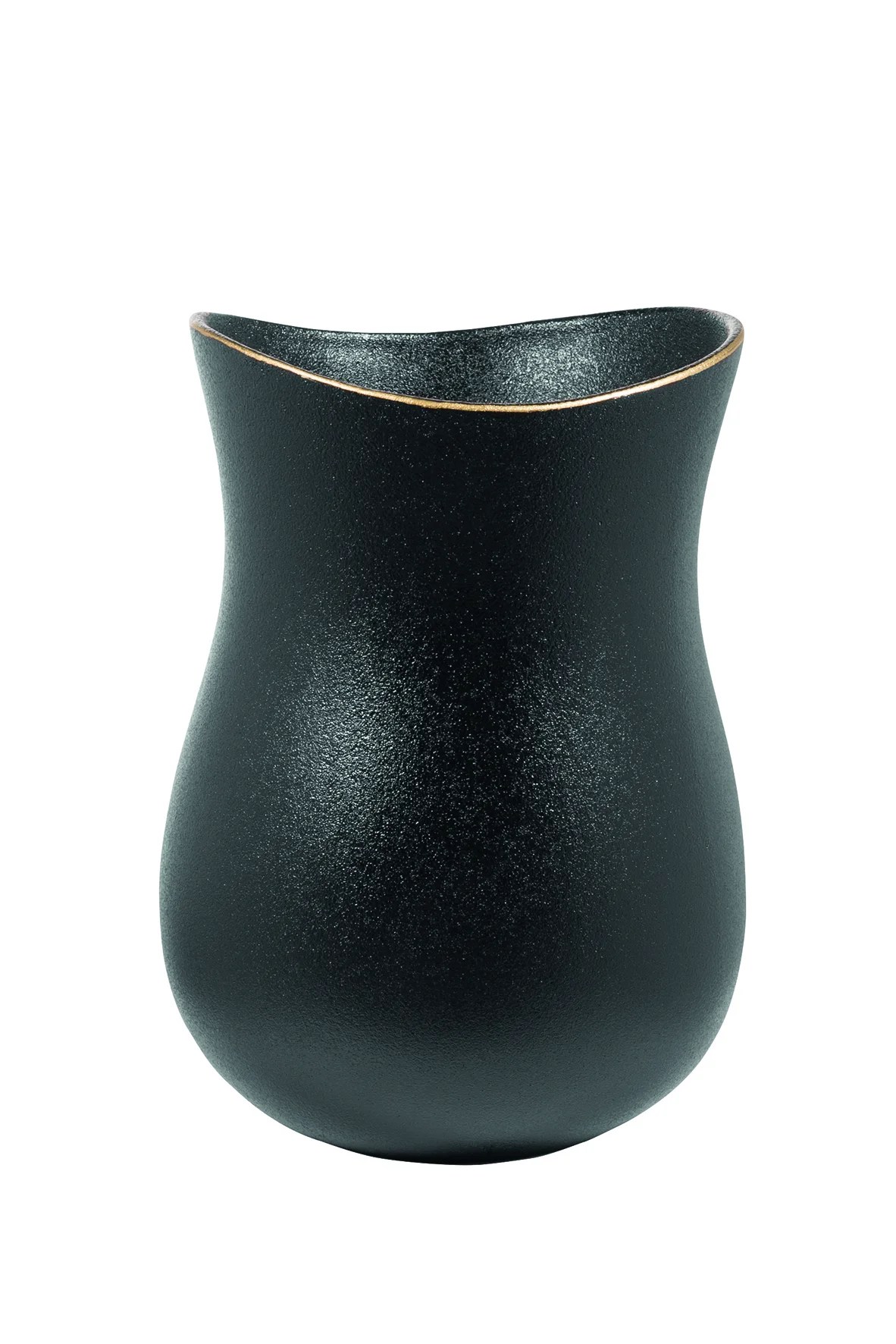 Fink Opera Vase aus Keramik schwarz Blumenvase modern mit Gold Rand 26 cm Fink Opera Vase aus Keramik schwarz Blumenvase modern mit Gold Rand 26 cm