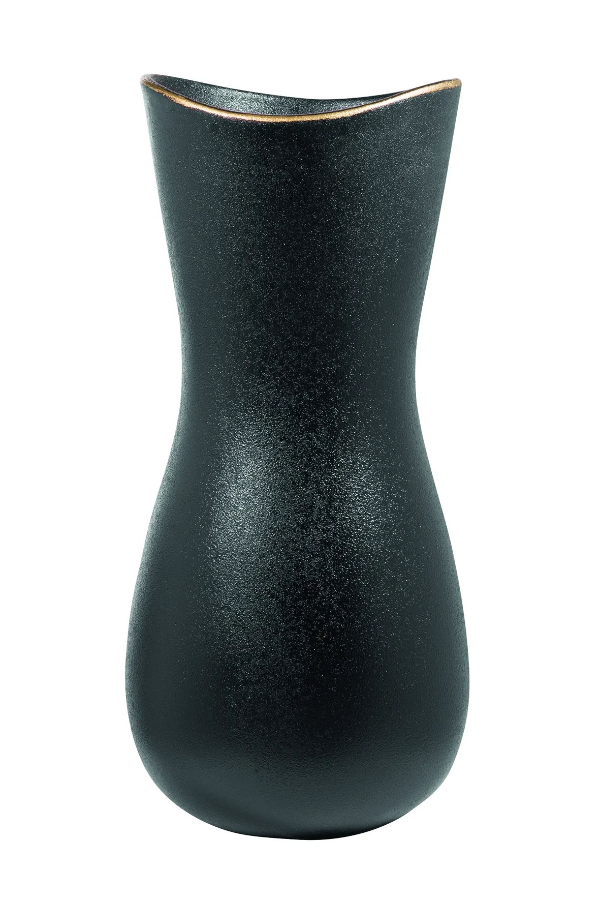 Fink Opera Vase aus Keramik schwarz Blumenvase modern mit Gold Rand 38 cm Fink Opera Vase aus Keramik schwarz Blumenvase modern mit Gold Rand 38 cm