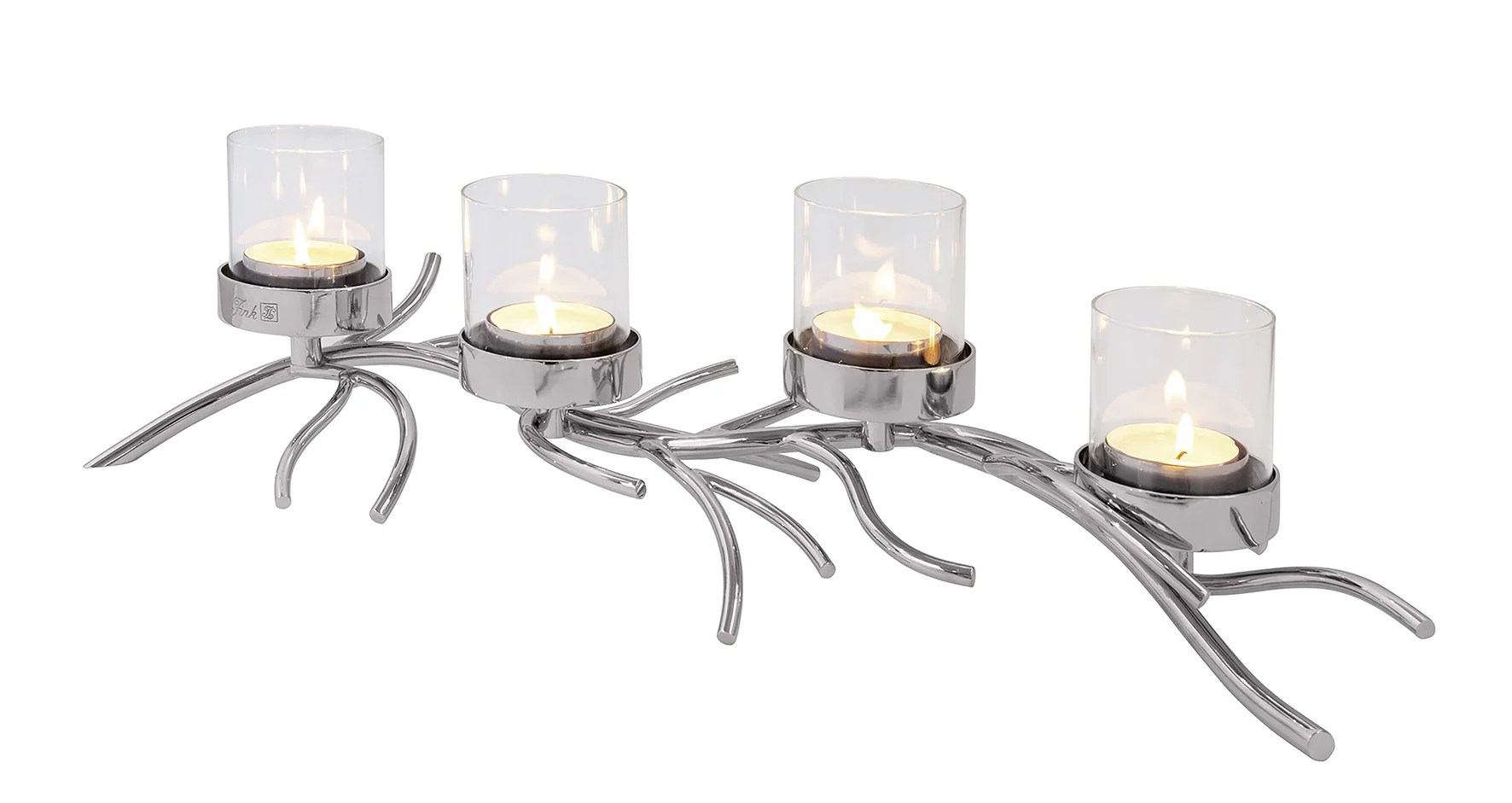 Teelichthalter Kerzenhalter Kerzenständer silber Glas RAMUS 4-flammig Fink Teelichthalter Kerzenhalter Kerzenständer silber Glas RAMUS 4-flammig Fink