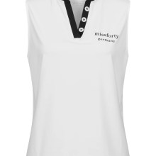 Damen Sportshirt Weiß ärmellos mit Knopfleiste Damen Sportshirt Weiß ärmellos mit Knopfleiste