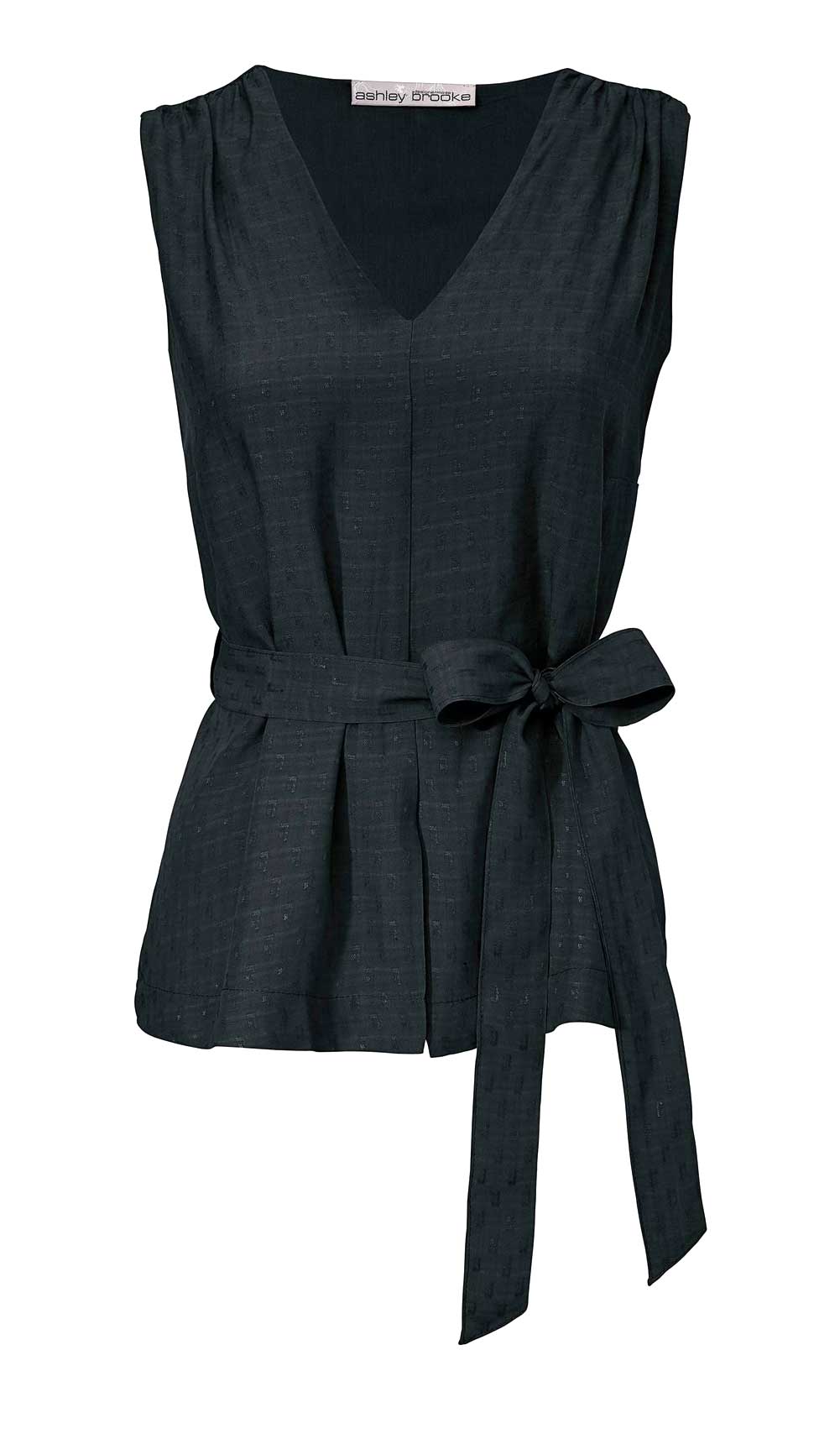 Damen Top Oberteil 36 Bluse Blusentop V-Ausschnitt schwarz  ärmellos Schleife Damen Top Oberteil 36 Bluse Blusentop V-Ausschnitt schwarz  ärmellos Schleife