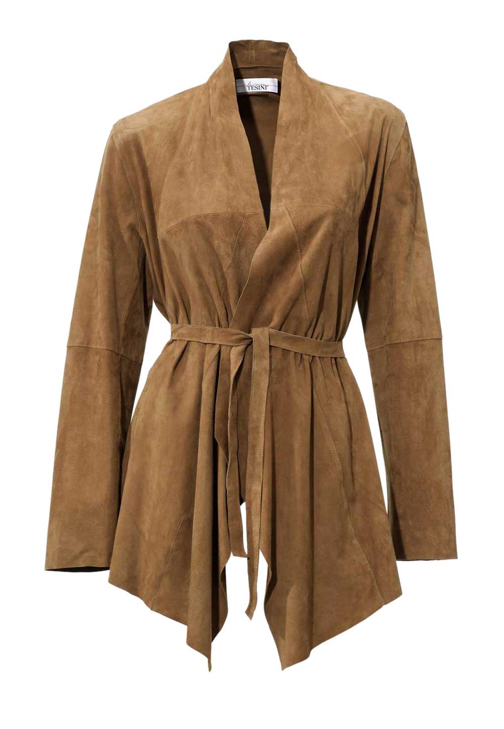 Velourslederjacke Damen Wildlederjacke Lang Günstig braun Lina Tesini Velourslederjacke Damen Wildlederjacke Lang Günstig braun Lina Tesini