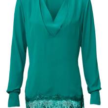 Damen Bluse mit Spitze smaragd von Ashley Brooke Damen Bluse mit Spitze smaragd von Ashley Brooke