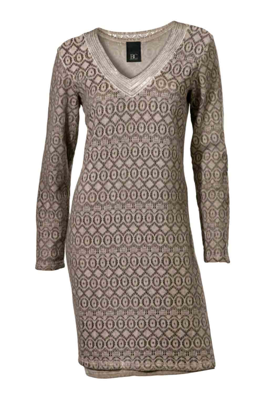 Damen Kleid Minikleid Etuikleid Büro Office Baumwolle taupe langarm Damen Kleid Minikleid Etuikleid Büro Office Baumwolle taupe langarm