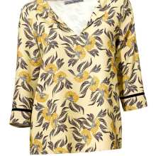 Damen Druckbluse, gelb-schwarz Damen Druckbluse, gelb-schwarz
