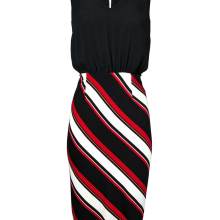 Damen Kleid Etuikleid Cocktailkleid schwarz-rot Business Kleid ärmellos Damen Kleid Etuikleid Cocktailkleid schwarz-rot Business Kleid ärmellos