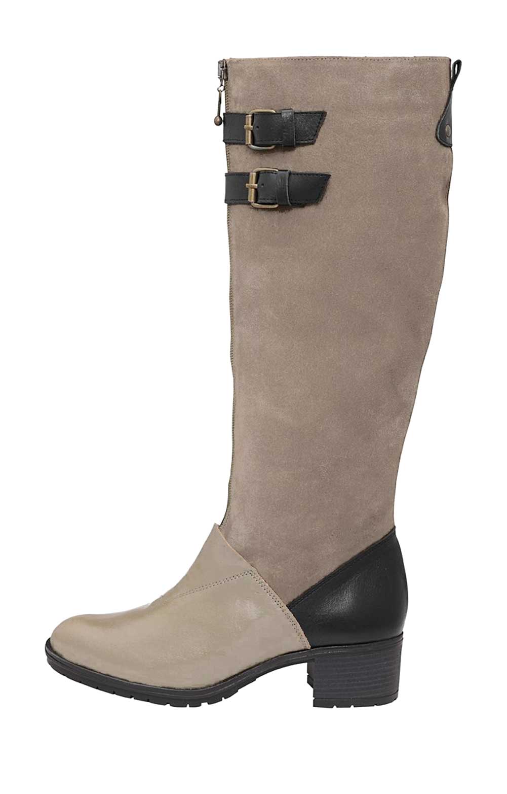 Heine Stiefel Veloursleder  taupe-schwarz 010.682 Heine Stiefel Veloursleder  taupe-schwarz 010.682
