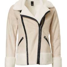 Damen Jacke Bikerjacke Winterjacke creme 40 Kunstfell Lammfell Kunstleder Damen Jacke Bikerjacke Winterjacke creme 40 Kunstfell Lammfell Kunstleder