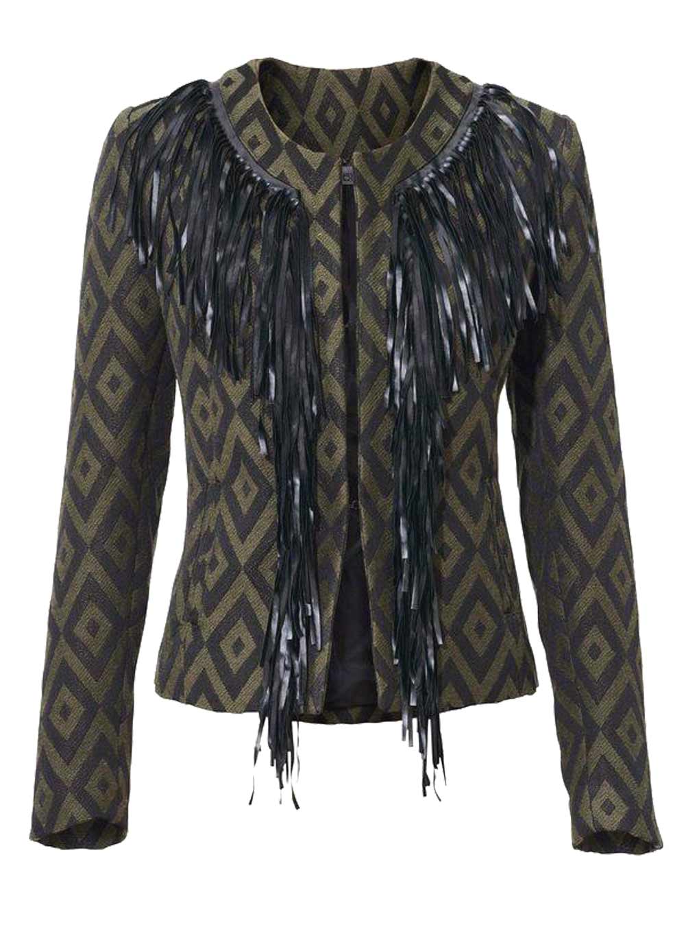 Ashley Brooke Jacquardblazer oliv schwarz Ashley Brooke Jacquardblazer oliv schwarz