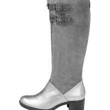 Heine Stiefel Nappa- und Veloursleder grau-silberfarben 034.203 Heine Stiefel Nappa- und Veloursleder grau-silberfarben 034.203