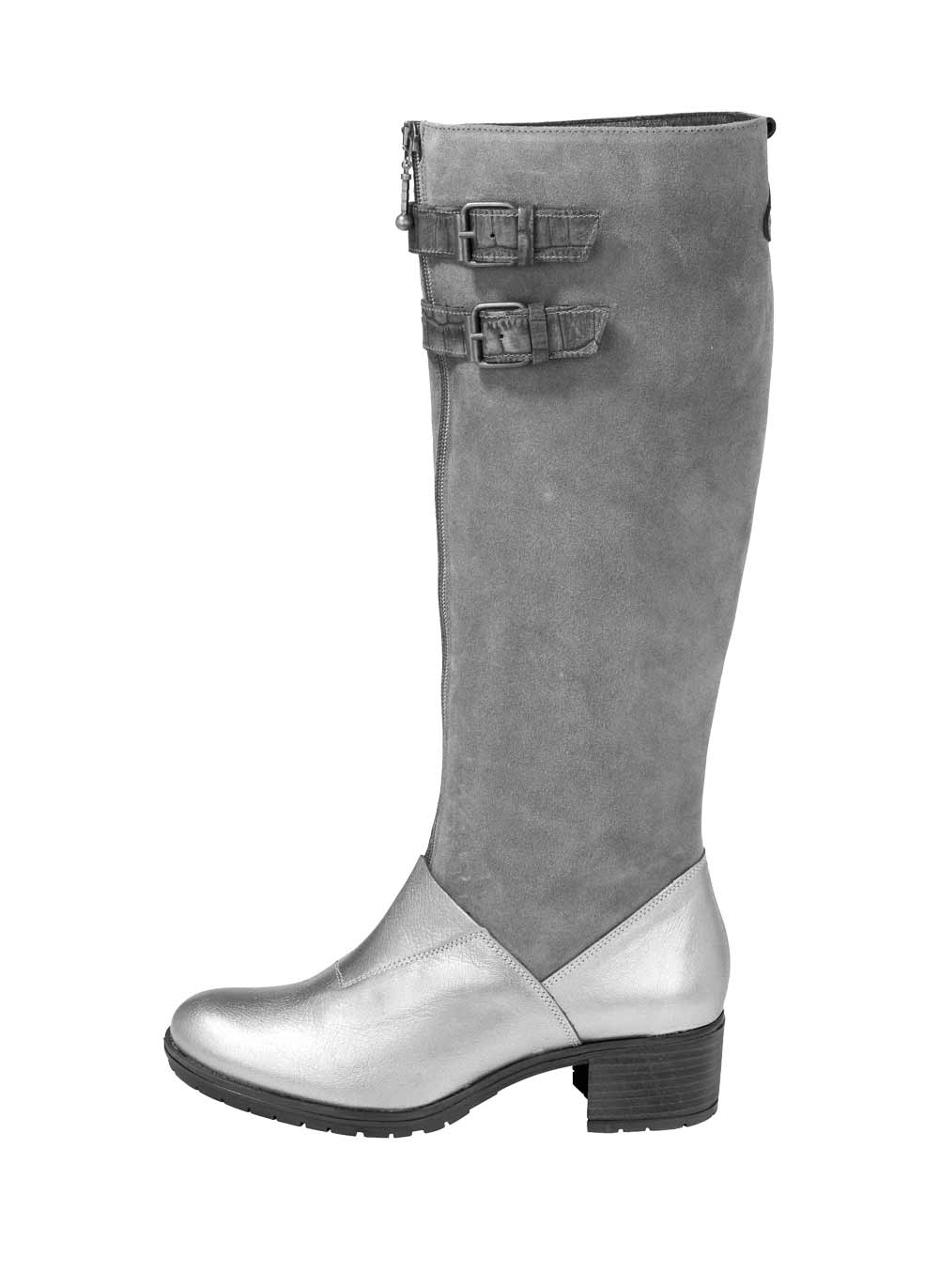 Heine Stiefel Nappa- und Veloursleder grau-silberfarben 034.203 Heine Stiefel Nappa- und Veloursleder grau-silberfarben 034.203