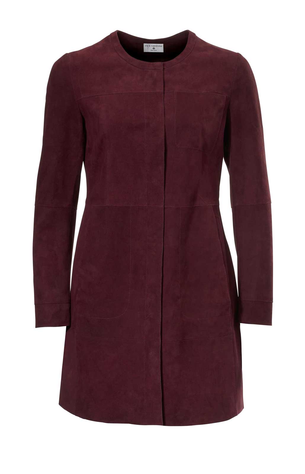 Rick Cardona Damen Designer-Ledermantel Ziegenvelours Dunkelrot Bordeaux Rick Cardona Damen Designer-Ledermantel Ziegenvelours Dunkelrot Bordeaux