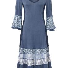LINEA TESINI Damen Designer-Patchkleid m. Volants Blau LINEA TESINI Damen Designer-Patchkleid m. Volants Blau