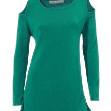 Damen Pullover Strickpullover grün schulterfrei mit Cut-outs Feinstrick langarm Damen Pullover Strickpullover grün schulterfrei mit Cut-outs Feinstrick langarm