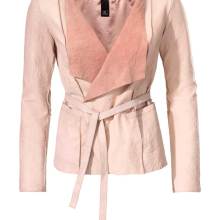 Lederjacke Damen echtes Leder Jacke mit Gürtel rosa rosè Lammnappa Lederjacke Damen echtes Leder Jacke mit Gürtel rosa rosè Lammnappa
