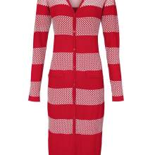 Damen Strickjacke Cardigan Lang Longstrickjacke Strickmantel gestreift rot Damen Strickjacke Cardigan Lang Longstrickjacke Strickmantel gestreift rot