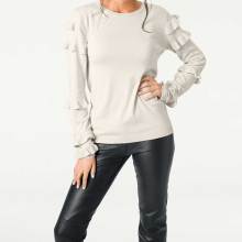 ASHLEY BROOKE Damen Designer-Pullover m. Rüschen Natur ASHLEY BROOKE Damen Designer-Pullover m. Rüschen Natur