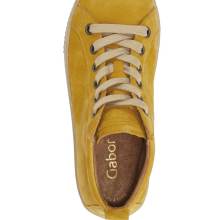 Marken-Leder-High-Top-Sneaker, gelb innen gefüttert Absatzhöhe ca. 3.5 cm gr. 5 Marken-Leder-High-Top-Sneaker, gelb innen gefüttert Absatzhöhe ca. 3.5 cm gr. 5