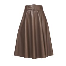 Damen Lederimitatrock mit Gürtel, schoko Damen Lederimitatrock mit Gürtel, schoko