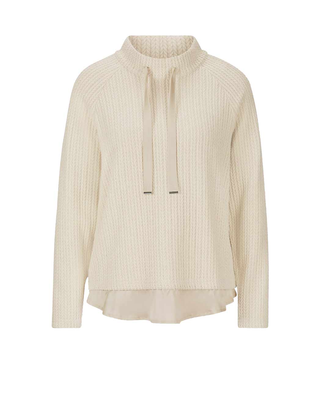 Damen Pullover Pulli  2-in-1 Sweatshirt Stehkragen  sand Damen Pullover Pulli  2-in-1 Sweatshirt Stehkragen  sand