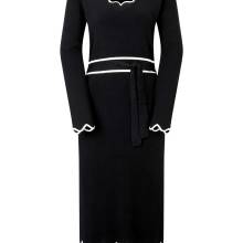 Damen Kleid Etuikleid Strickkleid Pulloverkleid langarm schwarz weiß 36 Damen Kleid Etuikleid Strickkleid Pulloverkleid langarm schwarz weiß 36
