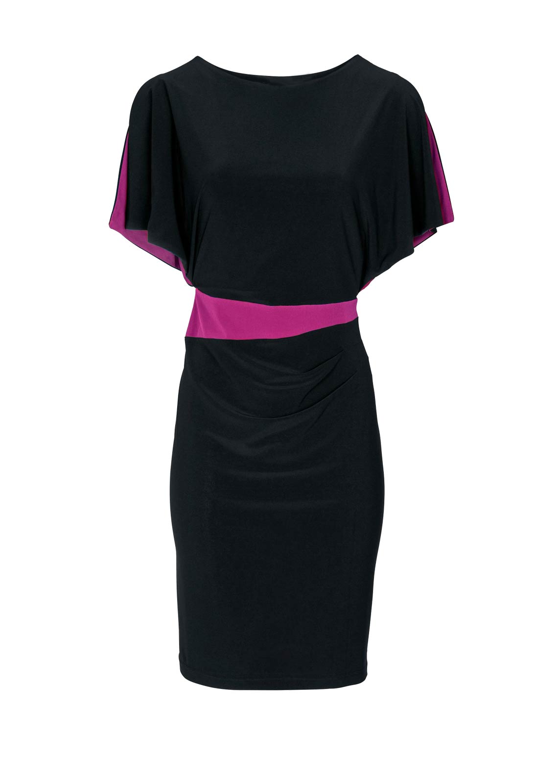 Damen Kleid Etuikleid Jerseykleid Cocktailkleid schwarz-fuchsia Business Kleid Damen Kleid Etuikleid Jerseykleid Cocktailkleid schwarz-fuchsia Business Kleid