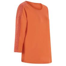Damen Shirt Oberteil mit Spitze orange  mit Spitzeneinsatz mandarine Damen Shirt Oberteil mit Spitze orange  mit Spitzeneinsatz mandarine
