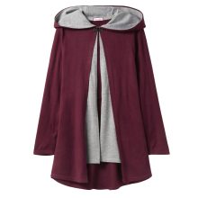 Longstrickjacke mit doppellagiger Verarbeitung, weinrot Longstrickjacke mit doppellagiger Verarbeitung, weinrot