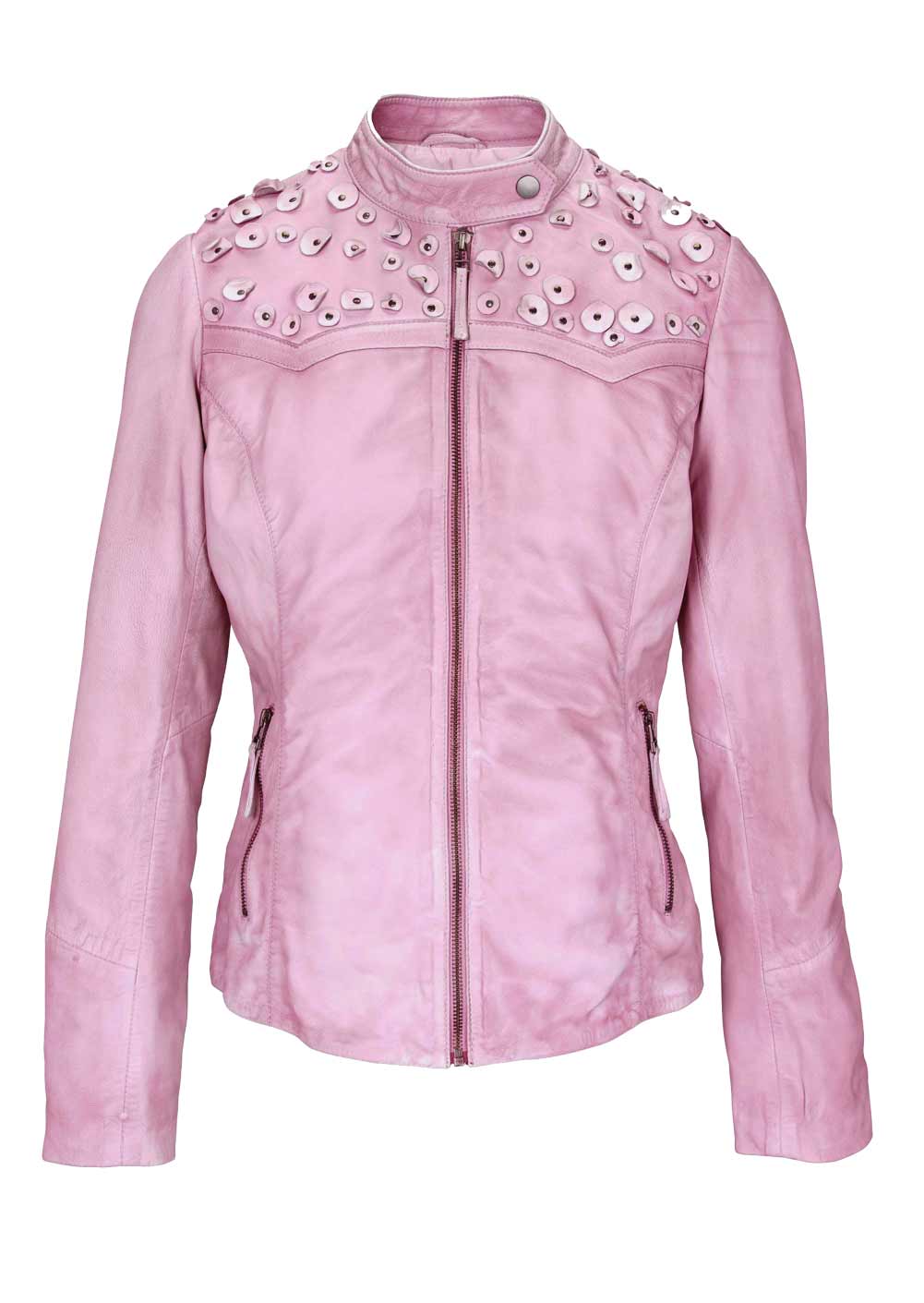 lederjacke mit nieten damen bikerjacke rosa used Linea Tesini lederjacke mit nieten damen bikerjacke rosa used Linea Tesini