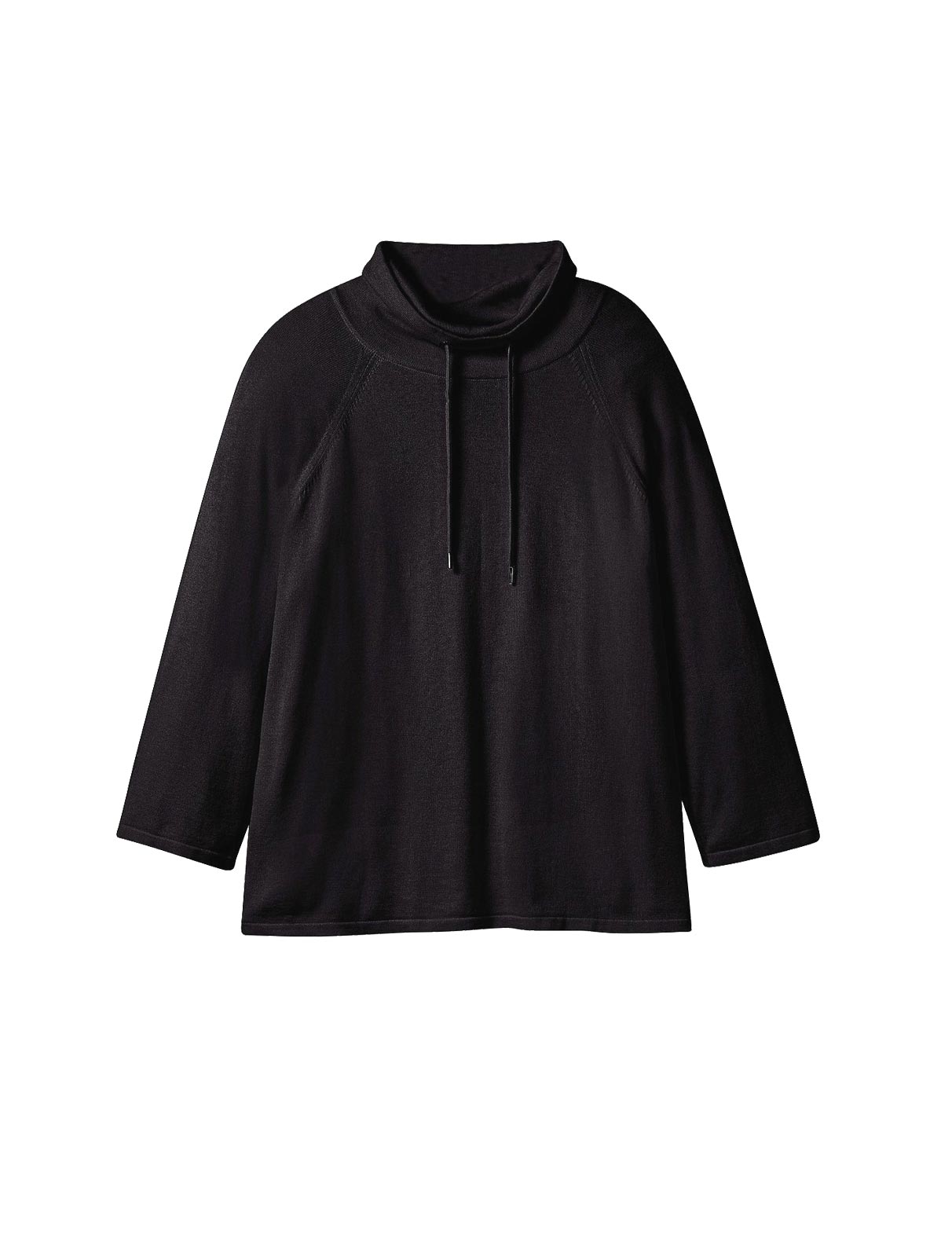 Pullover m.Stehkragen und Tunnelzug, schwarz Pullover m.Stehkragen und Tunnelzug, schwarz