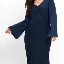 Wickel-Strickkleid m.Jersey-Unterkleid, nachtblau Wickel-Strickkleid m.Jersey-Unterkleid, nachtblau