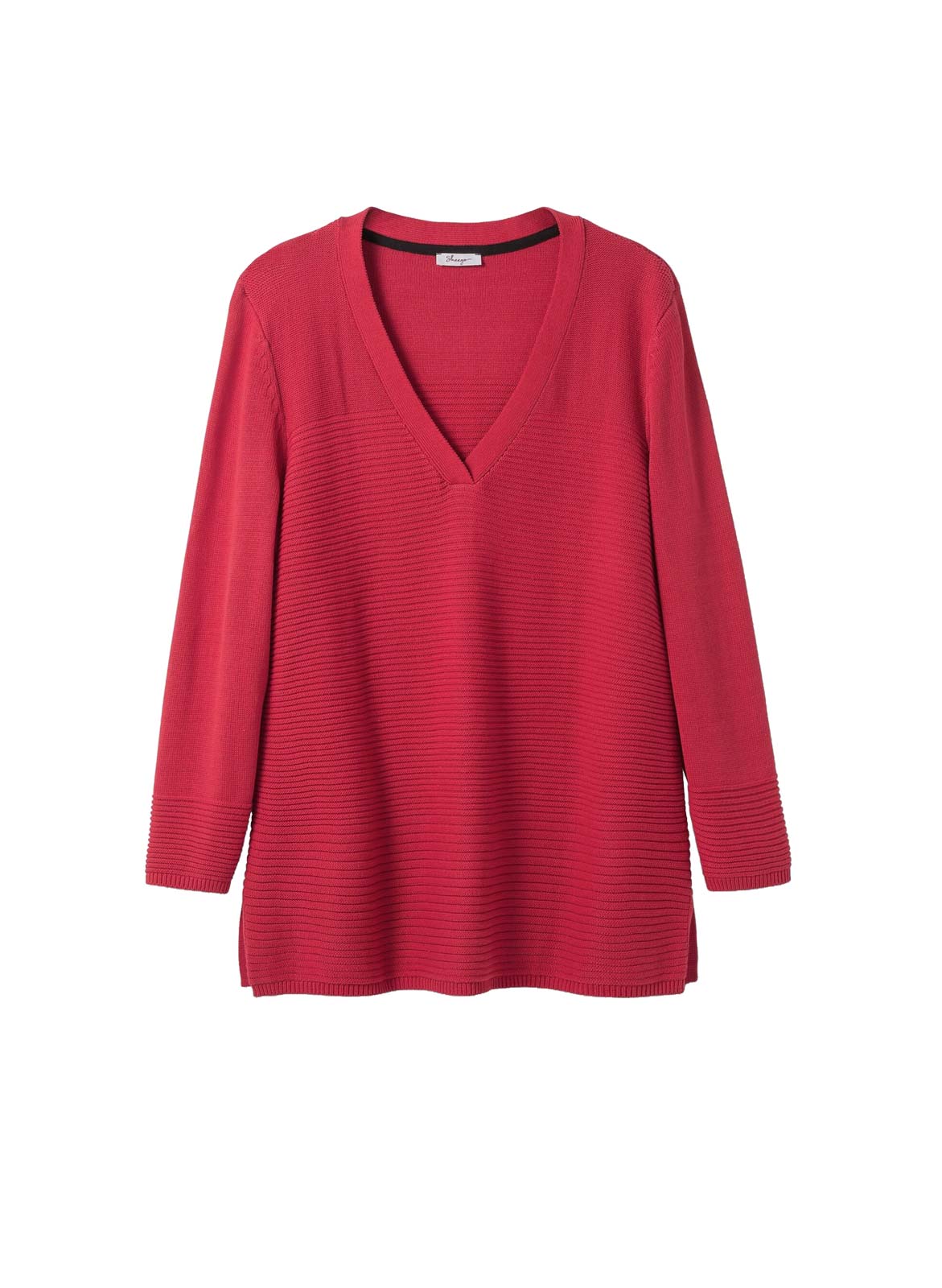 Struckturmuster-Pullover, mohnrot Struckturmuster-Pullover, mohnrot