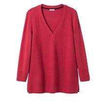 Struckturmuster-Pullover, mohnrot Struckturmuster-Pullover, mohnrot