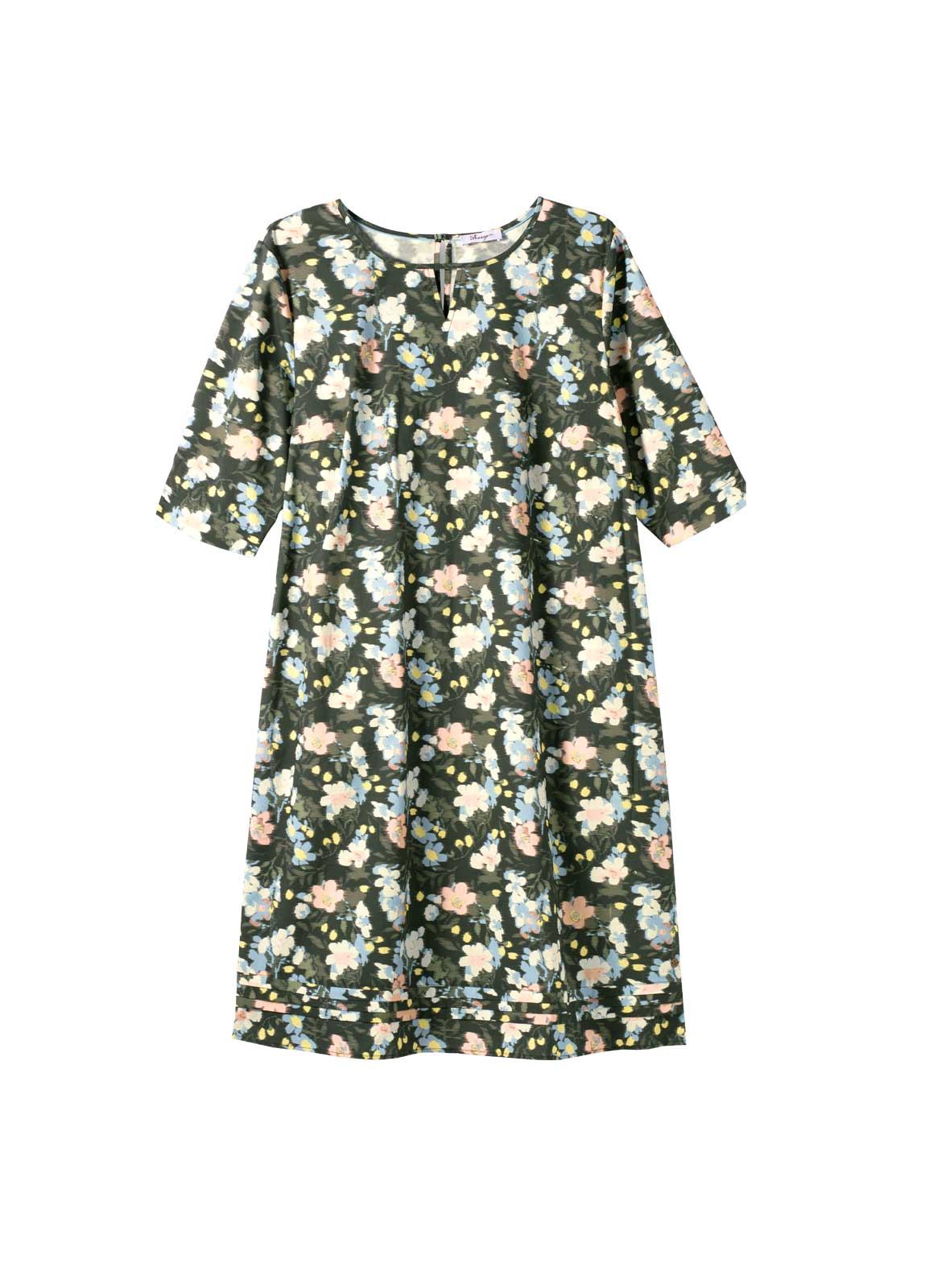 Stretch-Druckkleid, dunkeloliv-gemustert Stretch-Druckkleid, dunkeloliv-gemustert